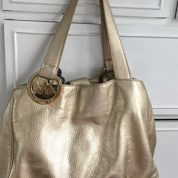 Michael Kors Large genuine gold leather bag big MK - Picture 13 of 13